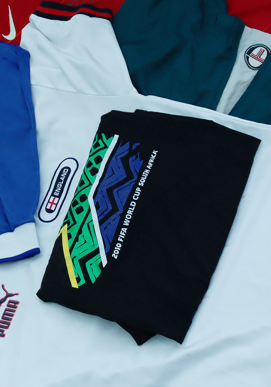 Flat Lay vintage sportswear clothing close up